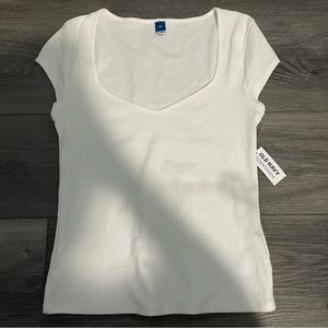 old navy XS / Extra Small White: Sweetheart Rib-Knit T-Shirt for
Women